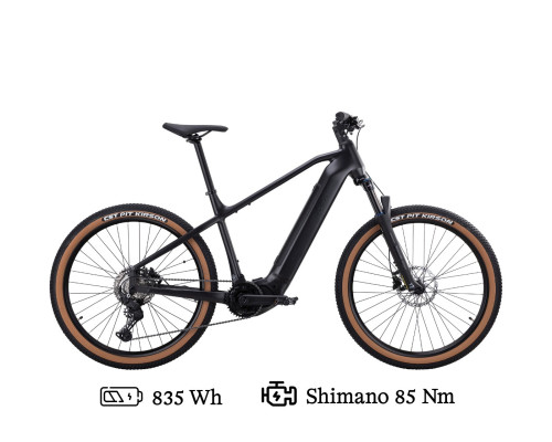 Elsykkel DBS Tiur T8.1. Sort terrengsykkel med Shimano 85 Nm motor.