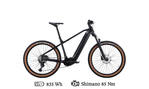 Elsykkel DBS Tiur T8.1. Sort terrengsykkel med Shimano 85 Nm motor.